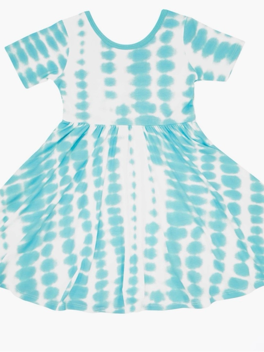 Kyte Baby Tie-Dye Short Sleeve Twirl Dress - Aqua Blue